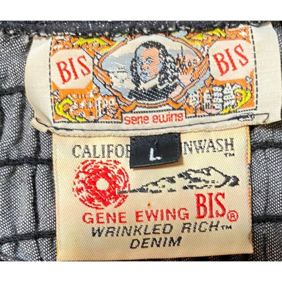 Vintage Gene Ewing Jacket Women Black Wrinkled Sunwash Coat Bis Bis Size LARGE - Picture 3 of 7